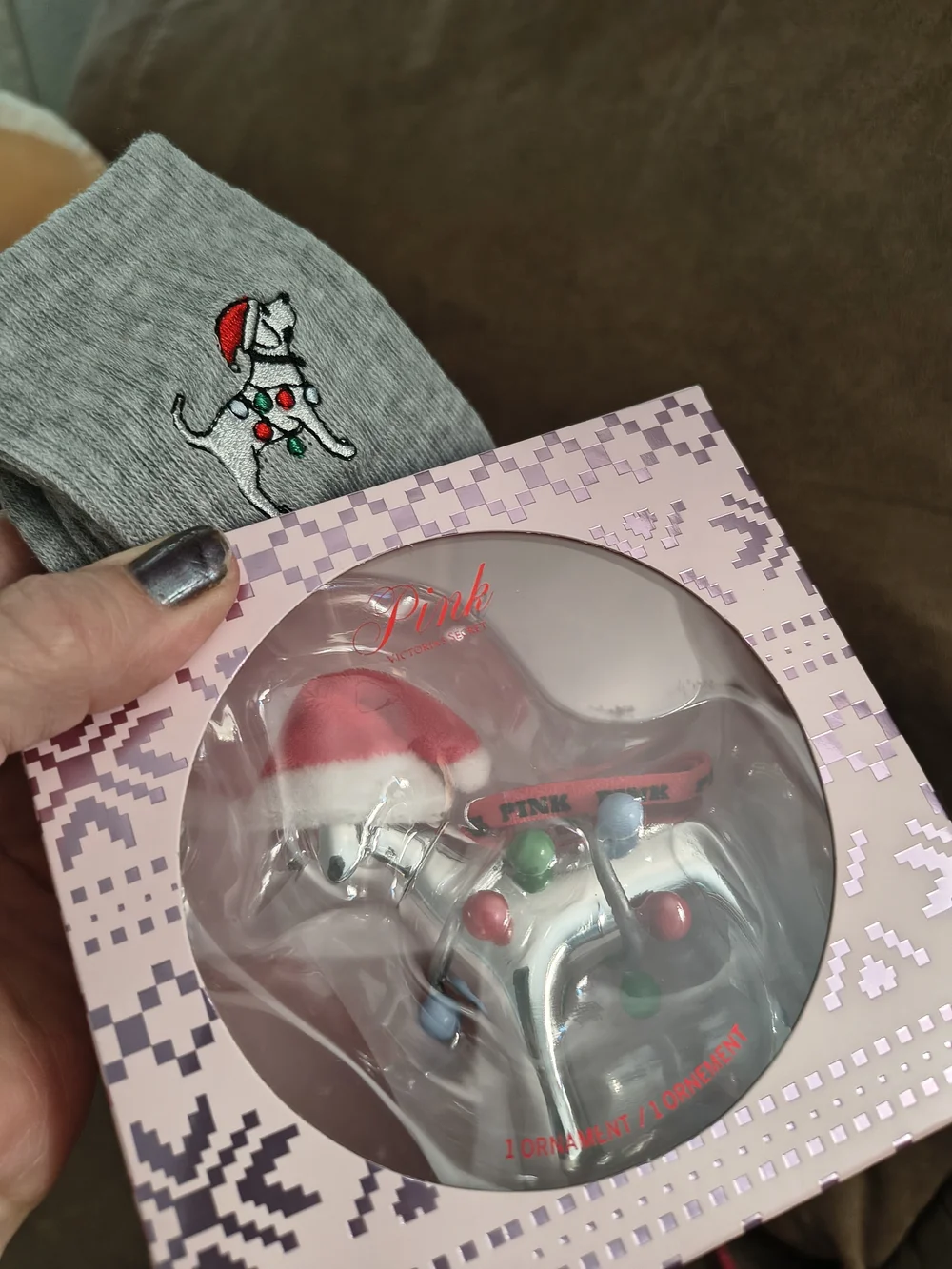PINK Victoria's Secret Holiday Dog And Embroidered Socks ❤️